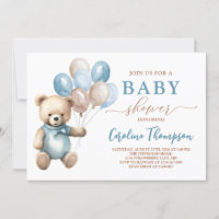 Super Cute Teddy Bear Boy Blue Pastel Baby Shower