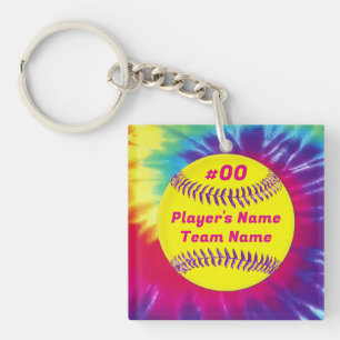 Super Cute Tie Dye SOFTBALL Keychains for Players