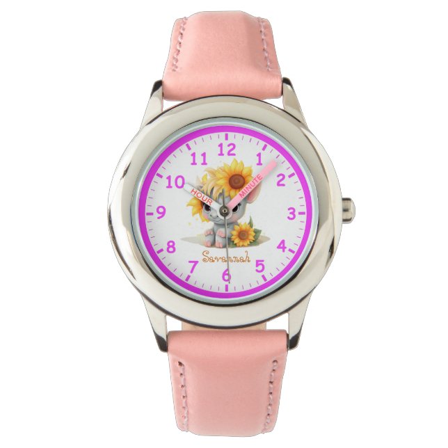 Super Cute Unicorn with Sunflowers Children's Watch (Front)