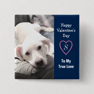 Super Cute Valentine's Day Navy Blue Dog 15 Cm Square Badge