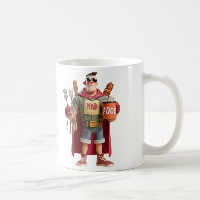 Super Dad: 3D Character Illustration of a BBQ-Lovi Coffee Mug (Right)
