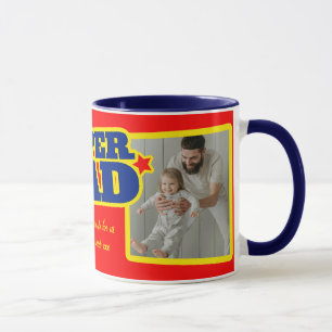Super Dad add 2 photos red name mug
