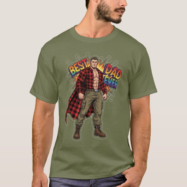 Super Dad - Best Dad Ever Comic Hero Vector Design T-Shirt (Front)