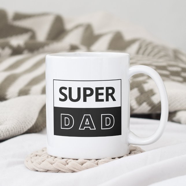 Super Dad | Black And White Dad Coffee Mug (Creator Uploaded)