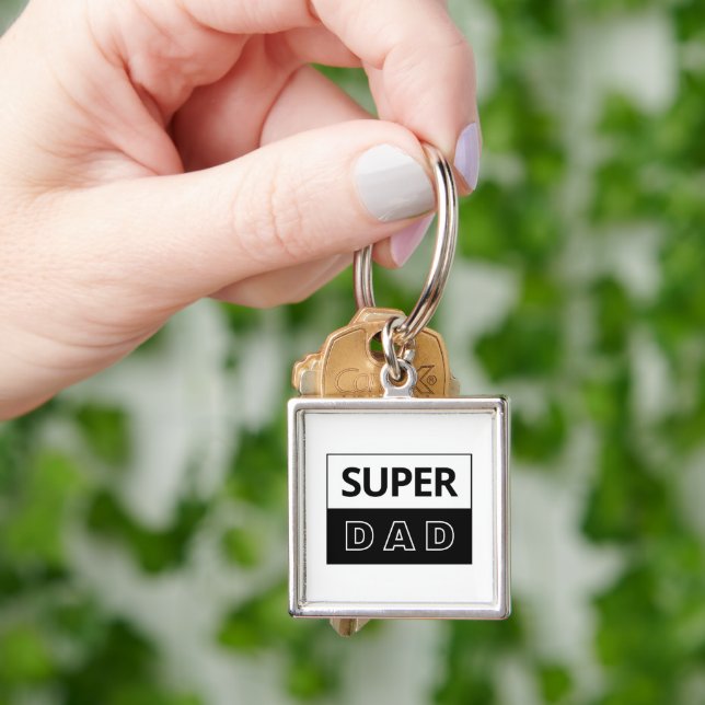 Super Dad | Black And White Dad Key Ring (Hand)
