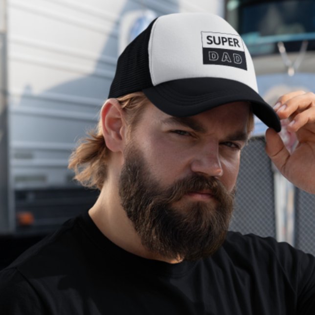 Super Dad | Black And White Dad Trucker Hat (Creator Uploaded)