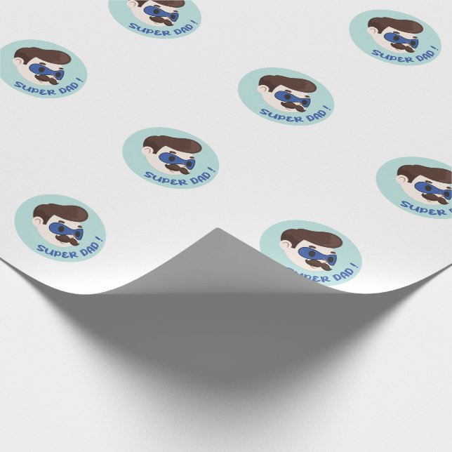 Super Dad Cartoon Badge Wrapping Paper (Corner)