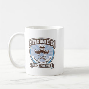 Super Dad Club Vintage Blue Moustache Emblem Coffee Mug