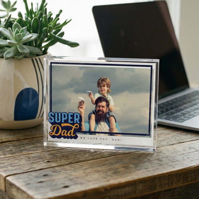 Super Dad Comic Book Photo Gift For Dad Keepsake (Super Dad Father's Day Personalized Photo Keepsake)