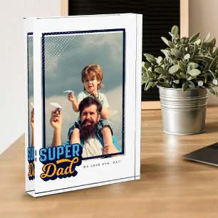 Super Dad Comic Book Photo Gift For Dad Keepsake Block