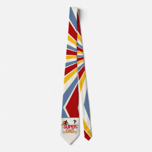 Super Dad Comic Style Red Yellow Blue Father's Day Tie