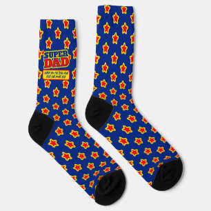 Super Dad custom message red blue yellow star Socks