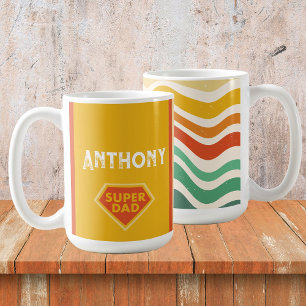 Super Dad custom name mug, retro waves Coffee Mug