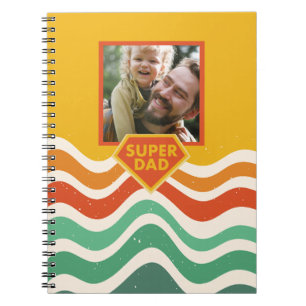 Super Dad custom photo with retro waves  Notebook