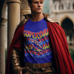 Super Dad! Dads are Heroes Multicolored Graphic T-Shirt
