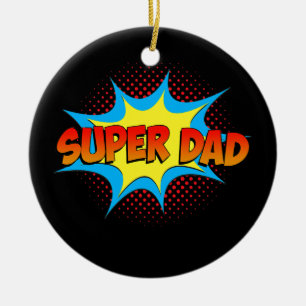 Super Dad Family Matching Superhero Comics Set Ceramic Tree Decoration