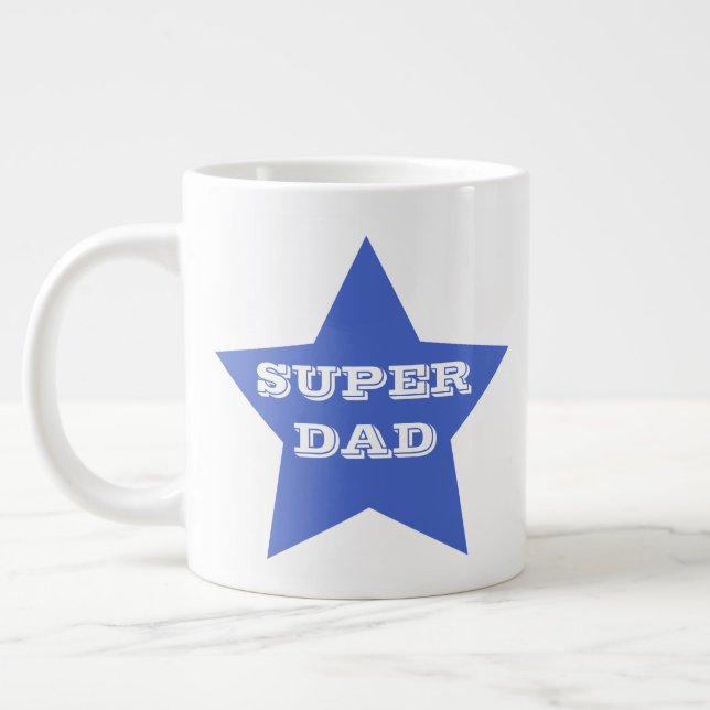 SUPER DAD | Father's Day Blue Star Large Coffee Mug (Left)