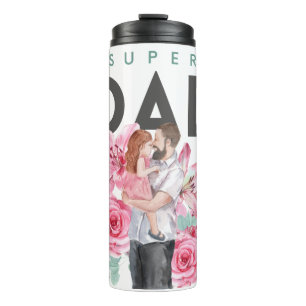 Super Dad Floral Watercolor Thermal Tumbler