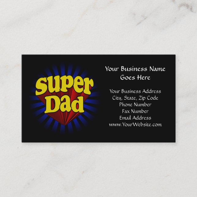 Super Dad, Fresh Red/Yellow/Blue Fathers Day Calling Card (Front)