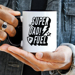 Super Dad Fuel Superhero Fun Comic Monogram Black Mug
