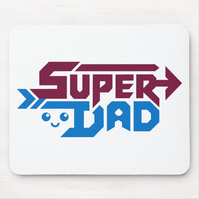 Super Dad Gamer Gift – Cute Retro Mouse Mat (Front)