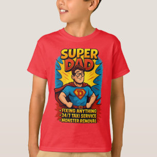 Super Dad Gift - Father's Day Superhero Comic  T-Shirt