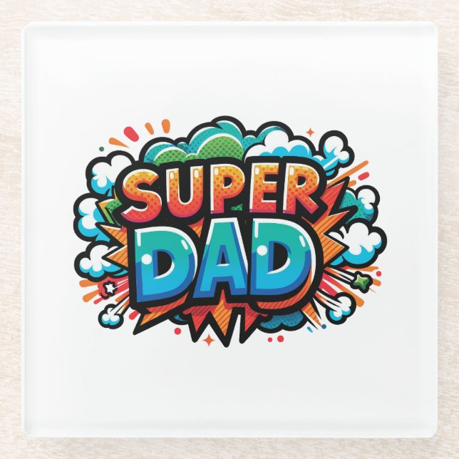 Super Dad Glass Coaster (Front)