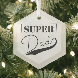 Super Dad Glass Tree Decoration