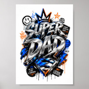 Super Dad Graffiti Shield Poster
