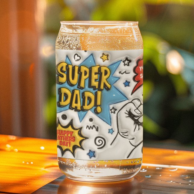 Super Dad Happy Father's Day Puffy Inflated Can Glass (Creator Uploaded)