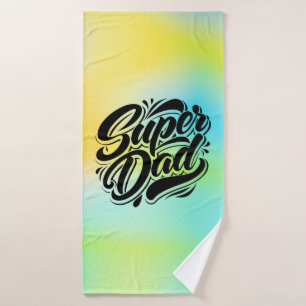 Super Dad Hero Typography Design-67888 Bath Towel