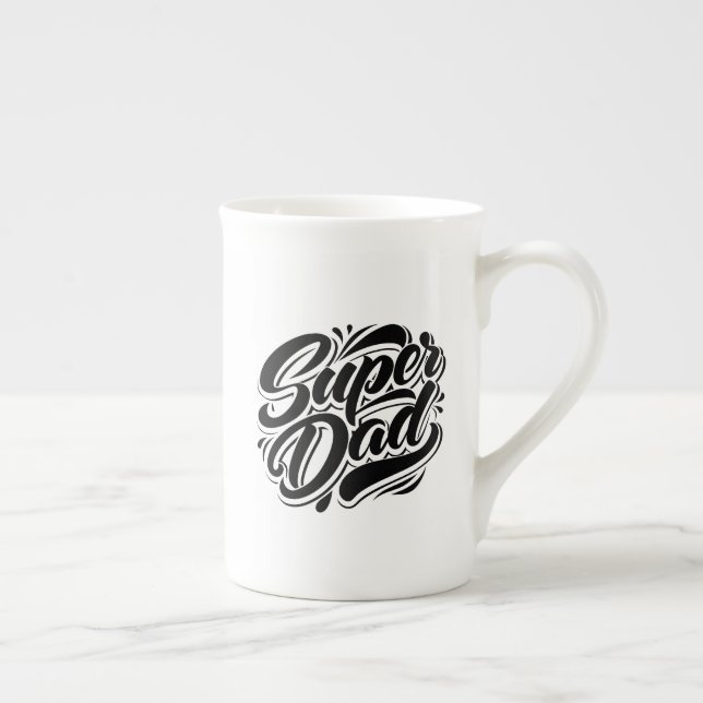 Super Dad Hero Typography Design-67888 Bone China Mug (Right)