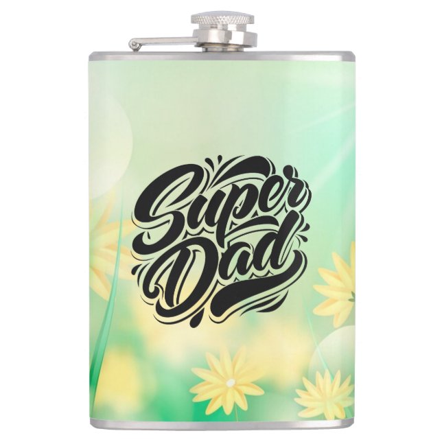 Super Dad Hero Typography Design-67888 Hip Flask (Front)