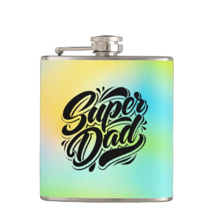 Super Dad Hero Typography Design-67888 Hip Flask