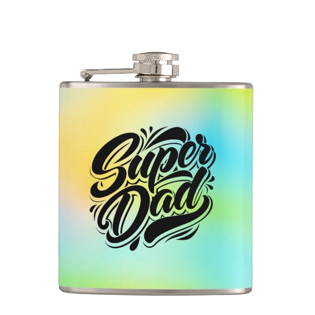 Super Dad Hero Typography Design-67888 Hip Flask (Front)
