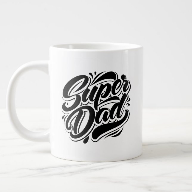 Super Dad Hero Typography Design-67888 Large Coffee Mug (Left)