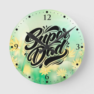 Super Dad Hero Typography Design-67888 Round Clock