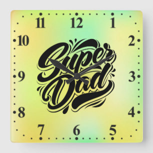 Super Dad Hero Typography Design-67888 Square Wall Clock