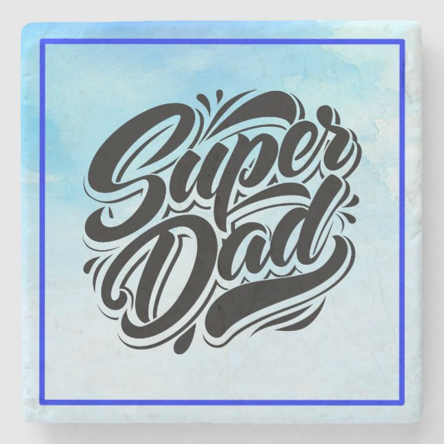 Super Dad Hero Typography Design-67888 Stone Coaster (Front)
