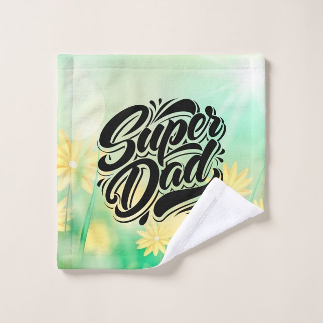 Super Dad Hero Typography Design-67888 Wash Cloth (Wash Cloth)