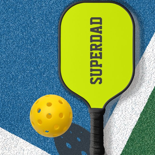 Super dad in bright  yellow pickleball paddle (Creator Uploaded)