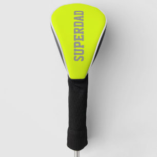Super dad in fluorescent yellow golf head cover