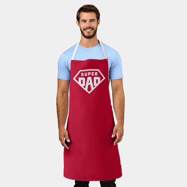Super Dad Modern Simple and Cool Superhero Apron (Worn)