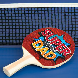 Super Dad Moustache Game Room Gift Ping Pong Paddle