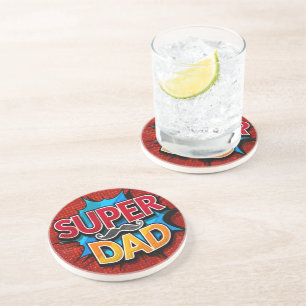 Super Dad Moustache Modern Grunge Coaster