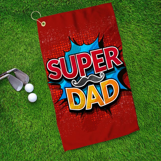 Super Dad Moustache Modern Grunge Golf Towel (Creator Uploaded)
