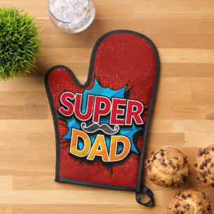Super Dad Moustache Modern Grunge Oven Mitt