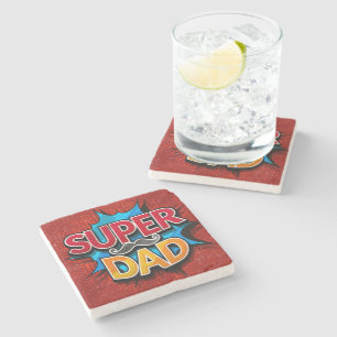 Super Dad Moustache Modern Grunge Stone Coaster