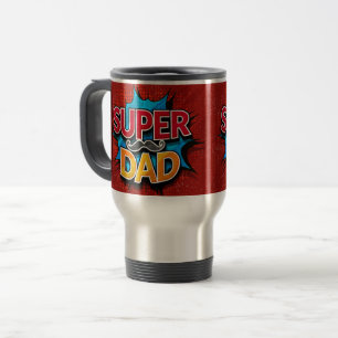 Super Dad Moustache Modern Grunge Travel Mug