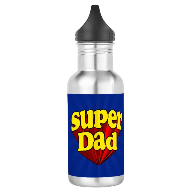 Super Dad Red Yellow Blue Father's Day Superhero 532 Ml Water Bottle (Left)